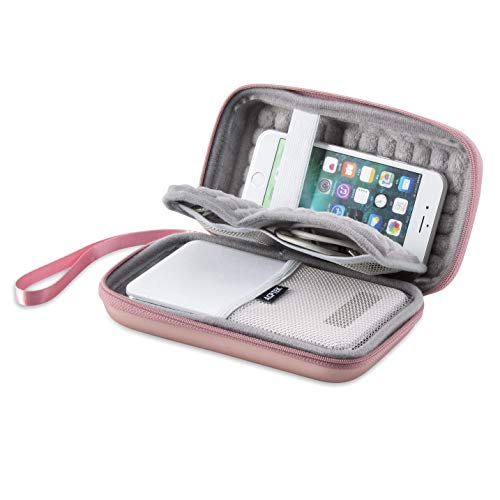 AGPTEK Powerbank Case Hülle Eva Hart Tasche für Anker PowerCore 20100mAh/ EasyAcc 20000mAh 26000mAh/ RAVPower 22000mAh/ EC Technology 22400 mAh Externer Akku, USB Kable, Kopfhörer, SD Karte, Rosagold