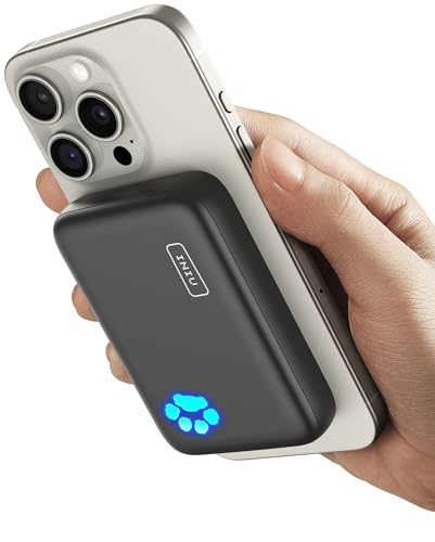 INIU Magsafe Powerbank, 10000mAh 20W Magnetische Externe Batterie, USB C in&Out Wireless Powerbank Schnellaufladung für iPhone 15/15 Plus/15 Pro/15 Pro Max, iPhone 14/13/12 Series und Mag Safe Case